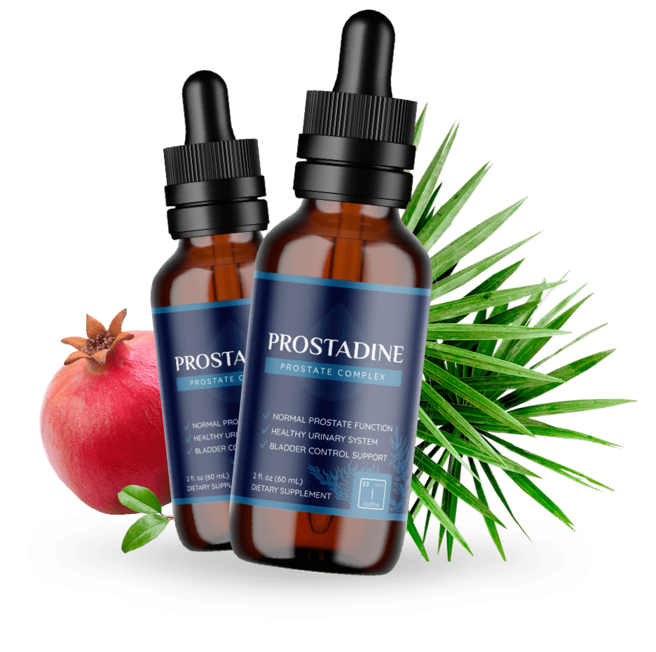 Prostadine twin bottles with pomegranate and spike leaves